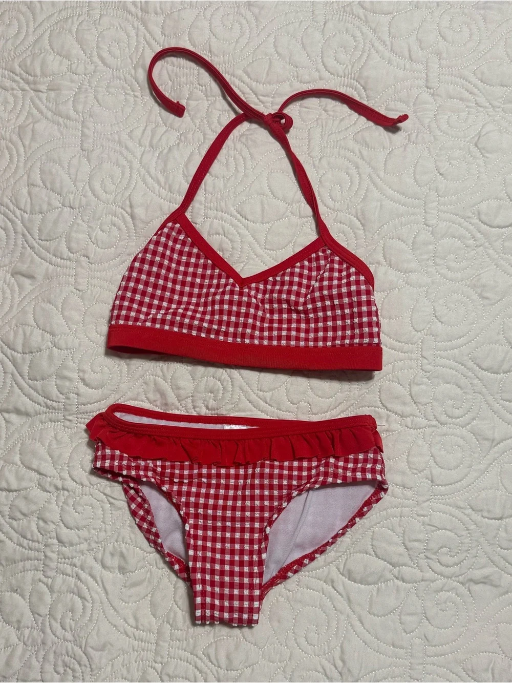 Red and white Gingham toddler xs 4-5 Girls' Two-Piece Swimsuit bikini cat&jack